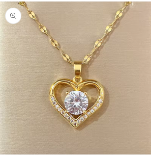 Artificial Gems Heart Pendant Necklace for women 2022 Golden Stainless Steel Lips Neck Chain Female Necklaces Jewelry for Girl