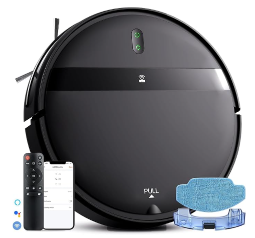 MANVINS Robot Vacuum with WiFi, Mopping Robot Vacuum Cleaner, Max Strong Suction Ideal for Pet Hair/Hard Floor/Carpet