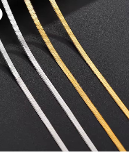 Fashion Unisex Punk Blade Chain Women Necklace 2/4/5mm Width Women Flat Gold Color Stainless Steel Chain Necklace Women Jewelry